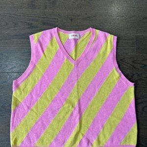 Designer Maan Striped Kids Sweater Vest in Pink and Yellow